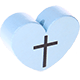 Perlina con motivo “Cuore con croce” : azzurro bambino