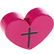 Perlina con motivo “Cuore con croce” : rosa scuro