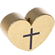 Perlina con motivo “Cuore con croce” : oro
