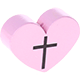 Perlina con motivo “Cuore con croce” : rosa