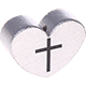 Perlina con motivo “Cuore con croce” : argento