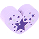 Perlina con motivo “Cuore con stelle” : lilla