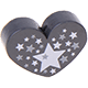 Perlina con motivo “Cuore con stelle” : grigio