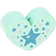 Perlina con motivo “Cuore con stelle” : menta