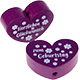 Perlina a forma di cuore con motivo "Herzlichen Glückwunsch ... zum Geburtstag" : viola viola