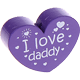 Perlina a forma di cuore con motivo "I love daddy" : blu viola