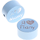 Perlina con motivo glitterato "Я люблю Маму / Папу" : azzurro bambino