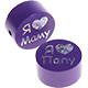 Perlina con motivo glitterato "Я люблю Маму / Папу" : blu viola