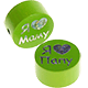 Perlina con motivo glitterato "Я люблю Маму / Папу" : verde giallo