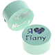 Perlina con motivo glitterato "Я люблю Маму / Папу" : menta