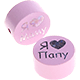 Perlina con motivo glitterato "Я люблю Маму / Папу" : rosa