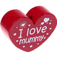 Perlina a forma di cuore con motivo "I love mummy" : bordò