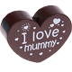 Perlina a forma di cuore con motivo "I love mummy" : marrone