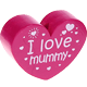 Perlina a forma di cuore con motivo "I love mummy" : rosa scuro