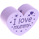 Perlina a forma di cuore con motivo "I love mummy" : lilla