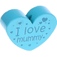 Perlina a forma di cuore con motivo "I love mummy" : turchese chiaro