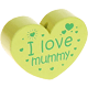 Perlina a forma di cuore con motivo "I love mummy" : limone