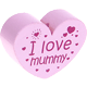 Perlina a forma di cuore con motivo "I love mummy" : rosa