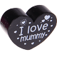 Perlina a forma di cuore con motivo "I love mummy" : nero