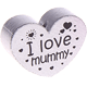 Perlina a forma di cuore con motivo "I love mummy" : argento