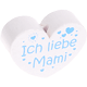 Perlina a forma di cuore con motivo "Ich liebe Mami" : bianco - azzurra