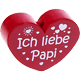 Perlina a forma di cuore con motivo "Ich liebe Papi" : bordò