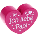 Perlina a forma di cuore con motivo "Ich liebe Papi" : rosa scuro