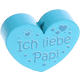 Perlina a forma di cuore con motivo "Ich liebe Papi" : turchese chiaro