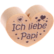 Perlina a forma di cuore con motivo "Ich liebe Papi" : naturale