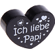 Perlina a forma di cuore con motivo "Ich liebe Papi" : nero