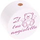 Motivperle "Il tuo angioletto" (Italienisch) : weiß - dunkelpink