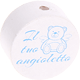 Motivperle "Il tuo angioletto" (Italienisch) : weiß - skyblau