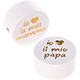 Motivperle "io amo la mia mamma / io amo il mio papa" : weiß