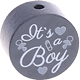 Perlina con motivo "It's a boy" : grigio
