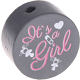 Perlina con motivo "It's a girl" : grigio