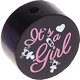 Perlina con motivo "It's a girl" : nero