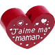 Motivperle Herz - "J'aime ma maman" (Französisch) : bordeauxrot