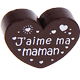 Motivperle Herz - "J'aime ma maman" (Französisch) : braun