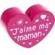 Motivperle Herz - "J'aime ma maman" (Französisch) : dunkelpink