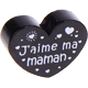 Motivperle Herz - "J'aime ma maman" (Französisch) : schwarz