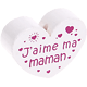 Motivperle Herz - "J'aime ma maman" (Französisch) : weiß - dunkelpink