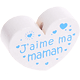 Motivperle Herz - "J'aime ma maman" (Französisch) : weiß - skyblau
