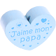 Motivperle Herz - "J'aime mon papa" (Französisch) : babyblau