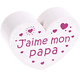 Motivperle Herz - "J'aime mon papa" (Französisch) : weiß - dunkelpink