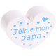 Motivperle Herz - "J'aime mon papa" (Französisch) : weiß - skyblau