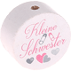 Perlina con motivo "Kleine Schwester" : bianco