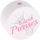 Motivperle "küçük Prenses" (Türkisch) : weiß - babyrosa