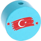 Motivperle Flagge Türkei : helltürkis