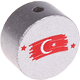 Motivperle Flagge Türkei : silber