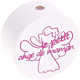 Motivperle "le petit ange de maman" (Französisch) : weiß - dunkelpink